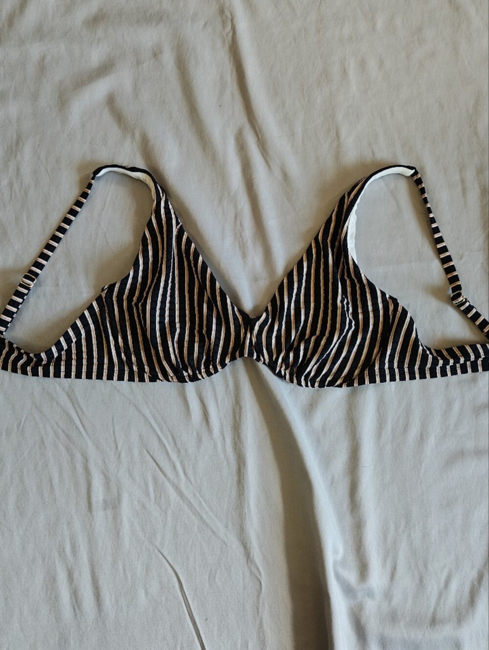 Shade & Shore Black and White Striped Bikini Top